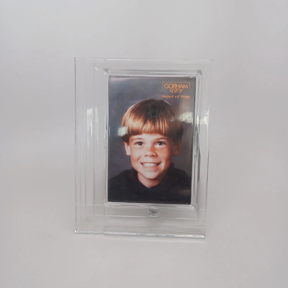 Gorham Full Lead Crystal Picture Frame 4x6 West Germany Tiered Art Deco Clear